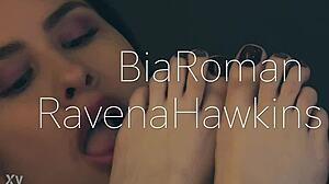 Redhead bitch dominates with choking deepthroat and feet fetish control.