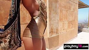 petite latina teen posing nude under the hot sun