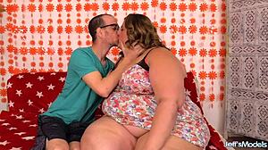 In this story, chubby bbw milf erin green with big natural tits fucks a small man.