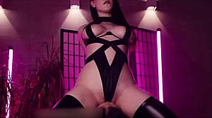 Brunette fucked his face close up.