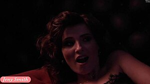 Jeny Smith in Red Corset and Stockings Photoshoot