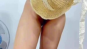 Beautiful student unboxes her tight pussy in public close-up