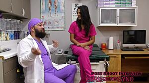 misty addams gets her yearly physical with close up fingering and spreading