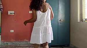 Bold bbw in dress commands neighbor to lick her submissive asshole