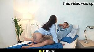 make me a mommy with australian brunette riding cowgirl on big cock in pov fantasy. she takes deepthroat and creampie in big ass doggystyle.