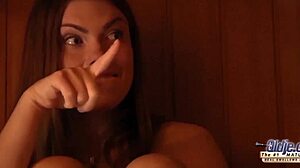 Teen Fucked in Sauna Gives Old Cock Blowjob!