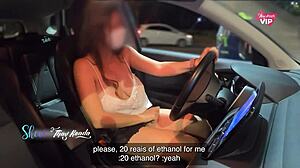 Milf Shows Off Tits at Gas Station