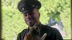 Gorgeous blonde amber moore licks and rides cock in uniform with deepthroat blowjob and facial