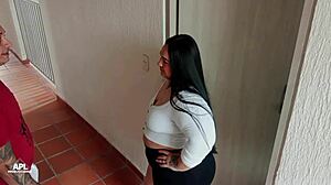 Neighbor Swallows Cum After Fucking