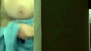 Spying on blonde in shower - what happens when she catches me watching?