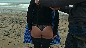 Italian babe Silvia Soprano dominated on Norwegian beach with rough slapping and spitting
