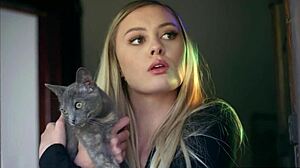 Gorgeous blonde amber moore licks and rides cock in uniform with deepthroat blowjob and facial