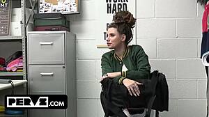 Curvy Burglar Indica Flower Submits to Officer Wrex in Backroom Cavity Search