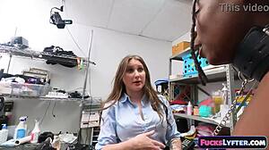Burglar babe Hazel Grace fucks ebony ass with officer in pov office cumshot scene