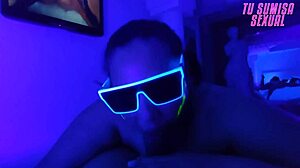 Deep Throat Blowjob in Neon Room