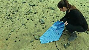 Italian babe Silvia Soprano dominated on Norwegian beach with rough slapping and spitting