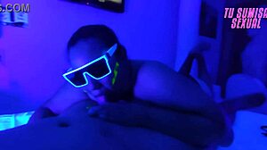 Deep Throat Blowjob in Neon Room