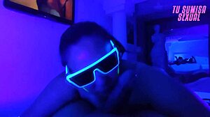 Deep Throat Blowjob in Neon Room