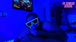 Deep Throat Blowjob in Neon Room