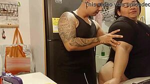 I fuck my stepbrother's wife in the kitchen part 1