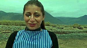 Italian babe Silvia Soprano dominated on Norwegian beach with rough slapping and spitting