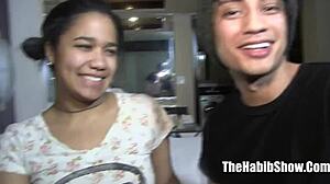 Teen blasian strips and gets fucked by hung mexican derek in ghetto hood