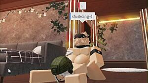 cute blonde boy enjoys one on one with soldier girl in army setting