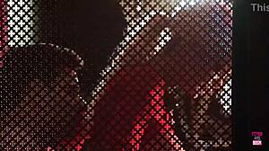 Blonde In Leather Outfit On Knees Deepthroats Priest During Sex Confession, Wearing Heels And Stockings For Intense Fucking