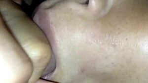 Student Girl Sucks Wet Cock, Cum Flows Into Mouth And Pussy