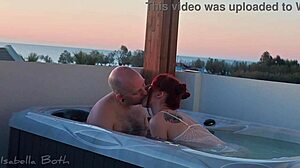 Redhead Couple Kissing And Sucking In Hot Tub