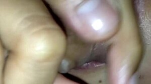 Student Girl Sucks Wet Cock, Cum Flows Into Mouth And Pussy