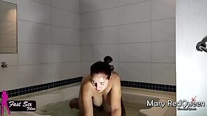 Gym boy fucks redhead in motel bathtub!