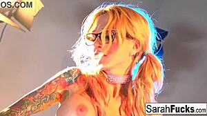 i'm sarah, the busty babe, dressing up and pleasuring myself alone