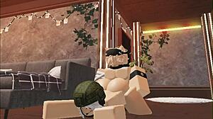 cute blonde boy enjoys one on one with soldier girl in army setting