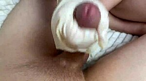 Kinky Step Sister Jerks Off Cock With Oiled Latex Gloves In Homemade POV