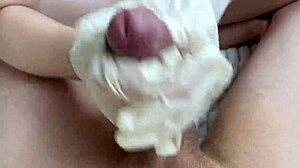 step sister jerks cock in latex gloves with oil pov