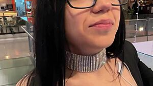 Meeting a fan at the mall leads to amateur latina wife enjoying pov blowjob and doggystyle ass licking in shop