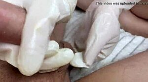 Kinky Step Sister Jerks Off Cock With Oiled Latex Gloves In Homemade POV