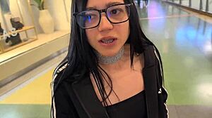 Meeting a fan at the mall leads to amateur latina wife enjoying pov blowjob and doggystyle ass licking in shop