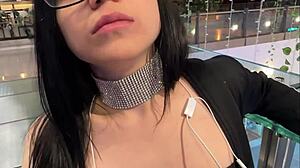 Meeting a fan at the mall leads to amateur latina wife enjoying pov blowjob and doggystyle ass licking in shop