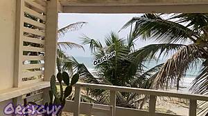 why does ebony wife flash pussy outdoors at beach house?