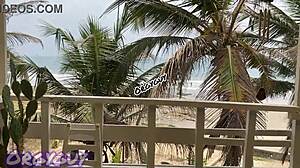 why does ebony wife flash pussy outdoors at beach house?