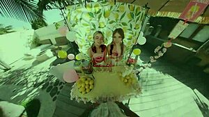 Hot Babes in Pink Panties Passionately Fuck You After Lemonade in VR FFM Threesome