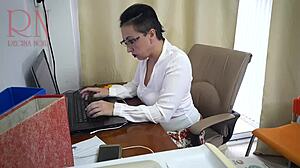 Secretary gets dildo fucked on hidden cam