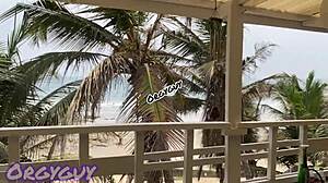 why does ebony wife flash pussy outdoors at beach house?