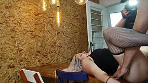 MILF Gives Blowjob Behind Cameras