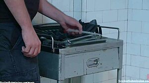 bound slut gags on monster cock anal