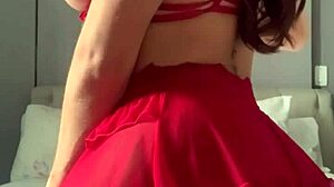 Solo video call featuring transsexual in fishnets