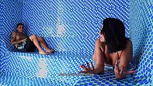 big ass colombian milf, you're fucking that young guy in public sauna until cum covers your face kylei ellish and dani clark