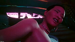 in cyberpunk 2077, the bold beauty seduces as a seductive muse hooker for intense prostitute sex scenes.